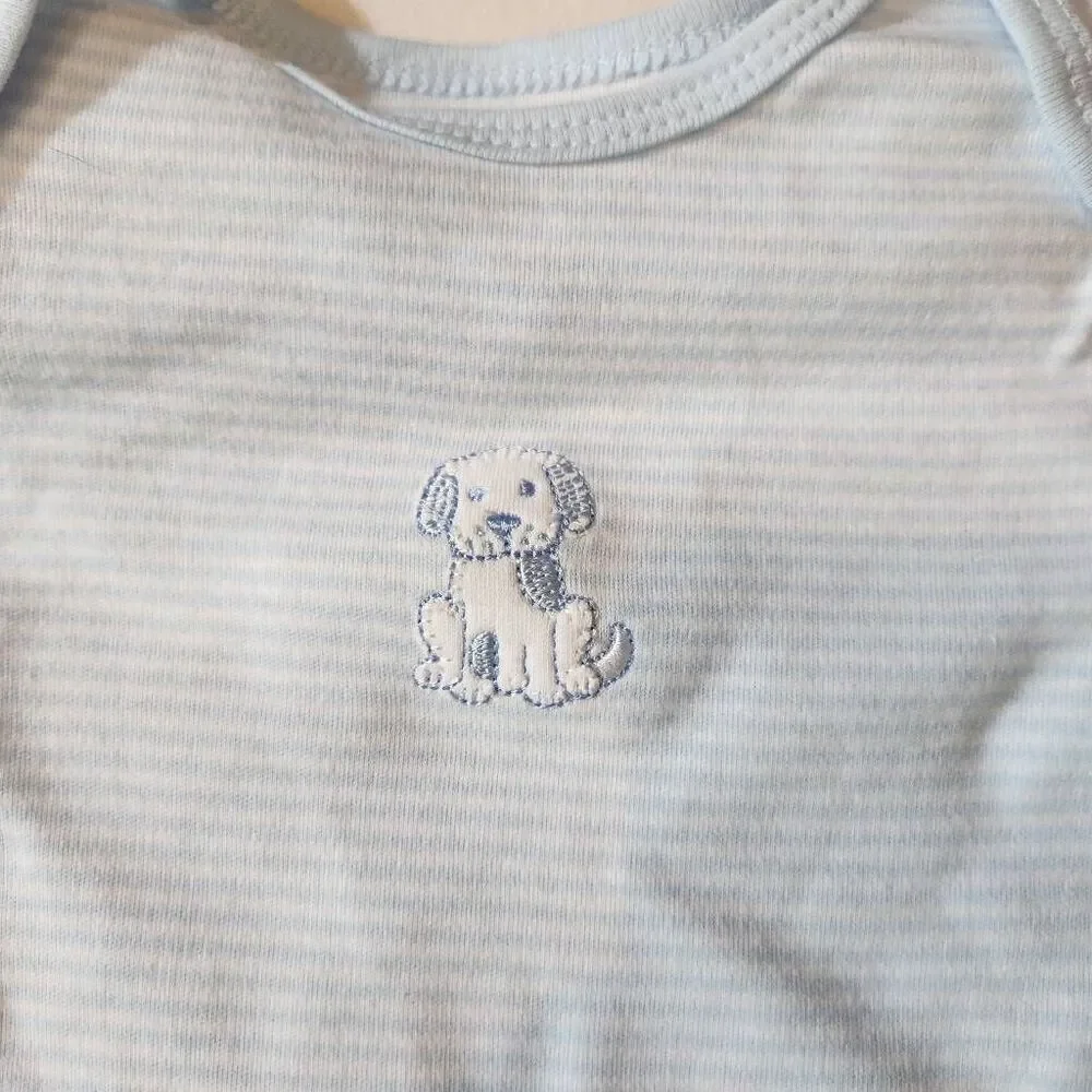 Little‎ Me Blue Striped Puppy One Piece Size 6M